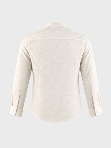 Men's Beige Slim Fit Printed Casual Shirt