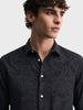 Men's Black Slim Fit Printed Casual Shirt