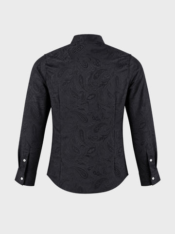 Men's Black Slim Fit Printed Casual Shirt