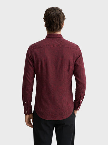 Men's Maroon Slim Fit Printed Casual Shirt