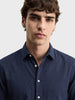 Men's Navy Slim Fit Printed Casual Shirt