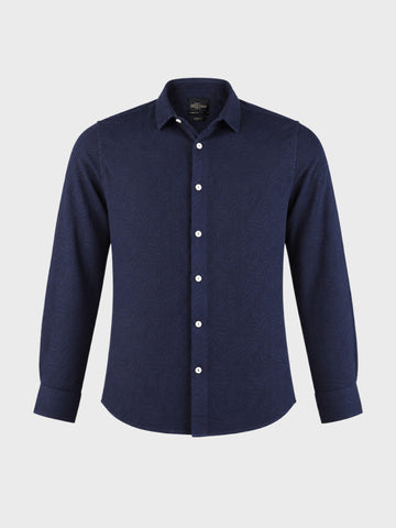 Men's Navy Slim Fit Printed Casual Shirt