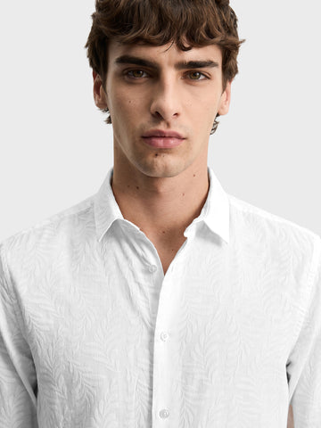 Men's White Slim Fit Printed Casual Shirt