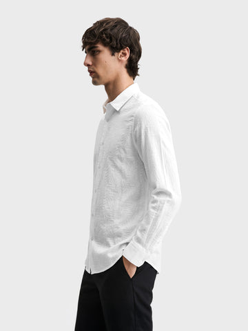 Men's White Slim Fit Printed Casual Shirt