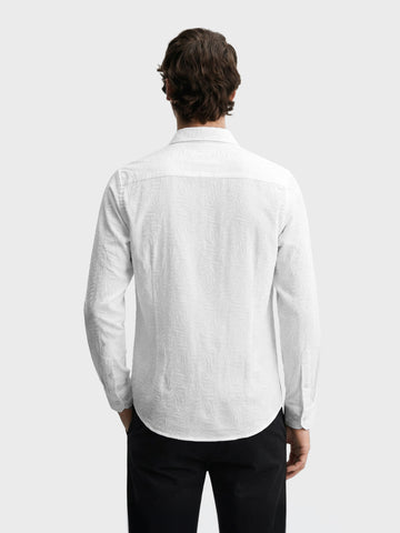 Men's White Slim Fit Printed Casual Shirt