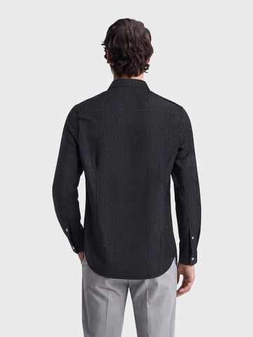 Men's Black Slim Fit Printed Casual Shirt