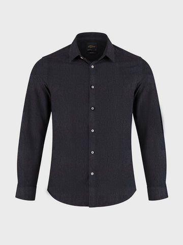 Men's Black Slim Fit Printed Casual Shirt