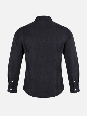 Men's Black Slim Fit Printed Casual Shirt