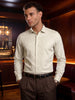Men's Beige Slim Fit Printed Casual Shirt