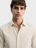 Men's Beige Slim Fit Printed Casual Shirt