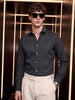 Men's Black Slim Fit Solid Casual Shirt