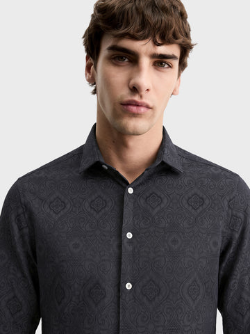 Men's Black Slim Fit Solid Casual Shirt