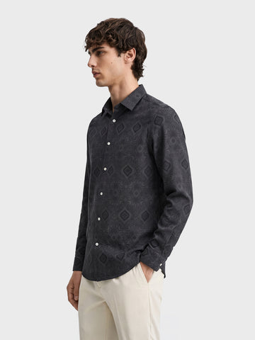 Men's Black Slim Fit Solid Casual Shirt