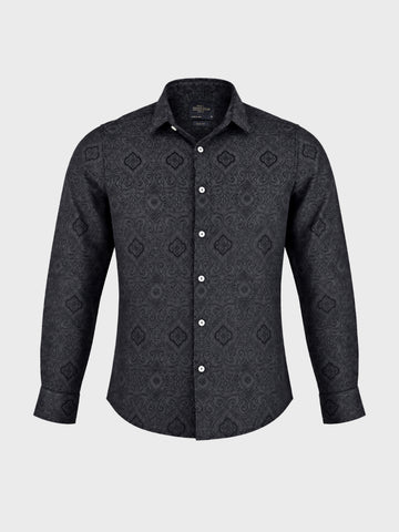 Men's Black Slim Fit Solid Casual Shirt