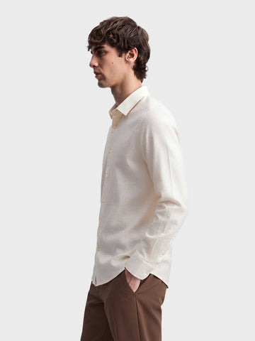 Men's Beige Slim Fit Printed Casual Shirt