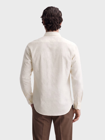 Men's Beige Slim Fit Printed Casual Shirt