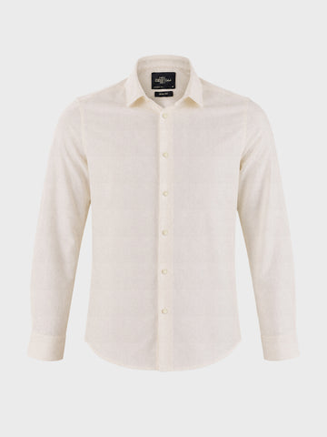 Men's Beige Slim Fit Printed Casual Shirt
