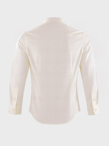 Men's Beige Slim Fit Printed Casual Shirt