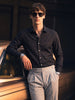 Men's Black Slim Fit Printed Casual Shirt