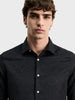 Men's Black Slim Fit Printed Casual Shirt