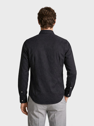 Men's Black Slim Fit Printed Casual Shirt