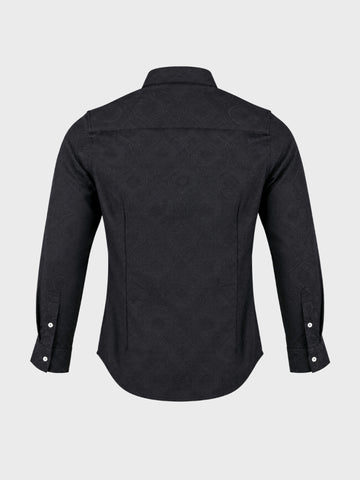 Men's Black Slim Fit Printed Casual Shirt