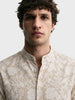 Men's Beige Regular Fit Printed Casual Shirt