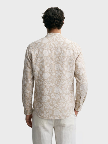 Men's Beige Regular Fit Printed Casual Shirt