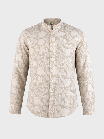 Men's Beige Regular Fit Printed Casual Shirt