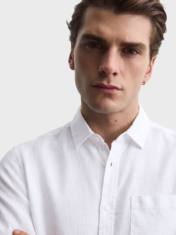 Men's White Slim Fit Solid Casual Shirt