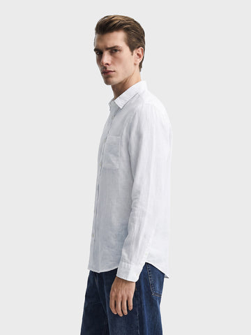 Men's White Slim Fit Solid Casual Shirt