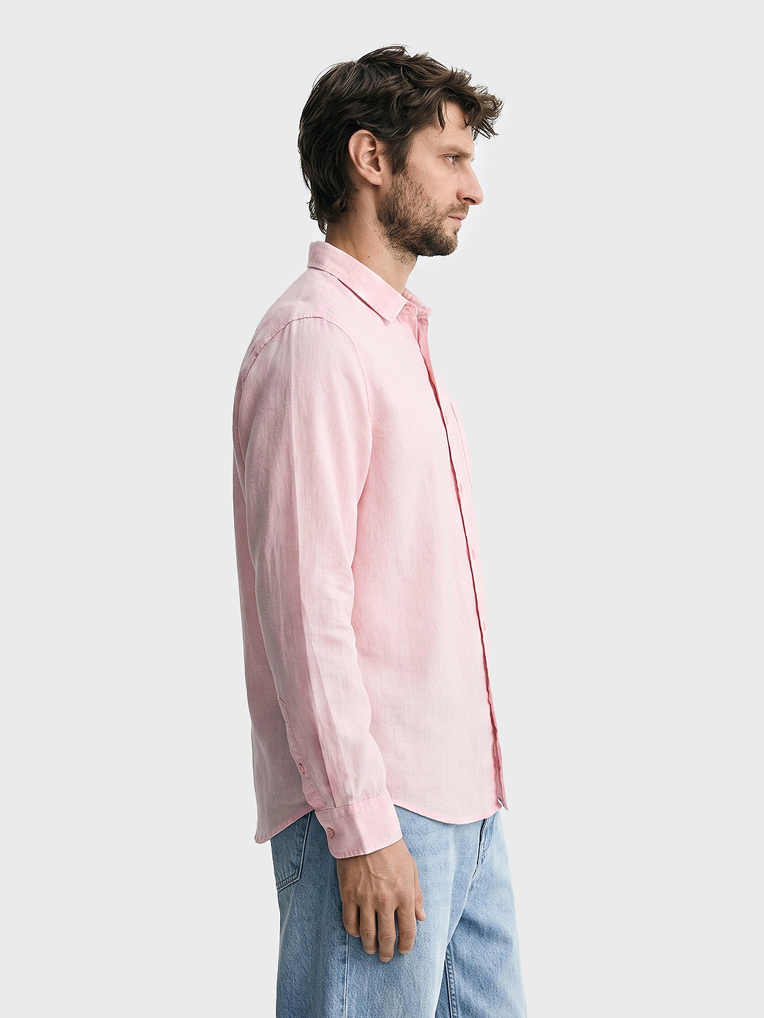 Men's Pink Slim Fit Solid Casual Shirt