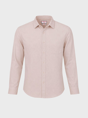 Men's Beige Slim Fit Solid Casual Shirt