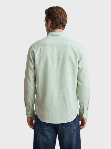 Men's Green Slim Fit Solid Casual Shirt