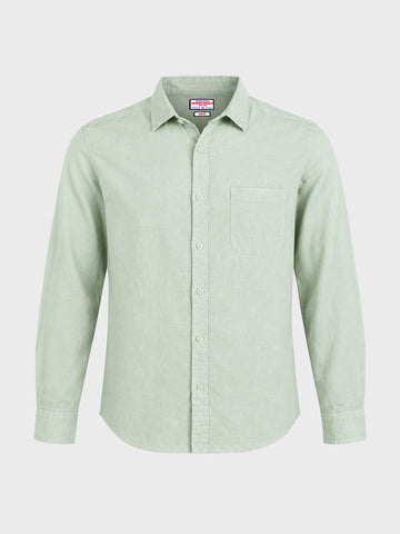 Men's Green Slim Fit Solid Casual Shirt