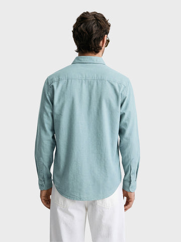 Men's Blue Slim Fit Solid Casual Shirt