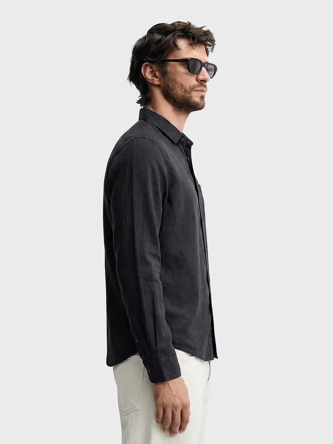 Men's Black Slim Fit Solid Casual Shirt
