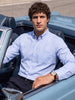 Men's Blue Slim Fit Solid Casual Shirt