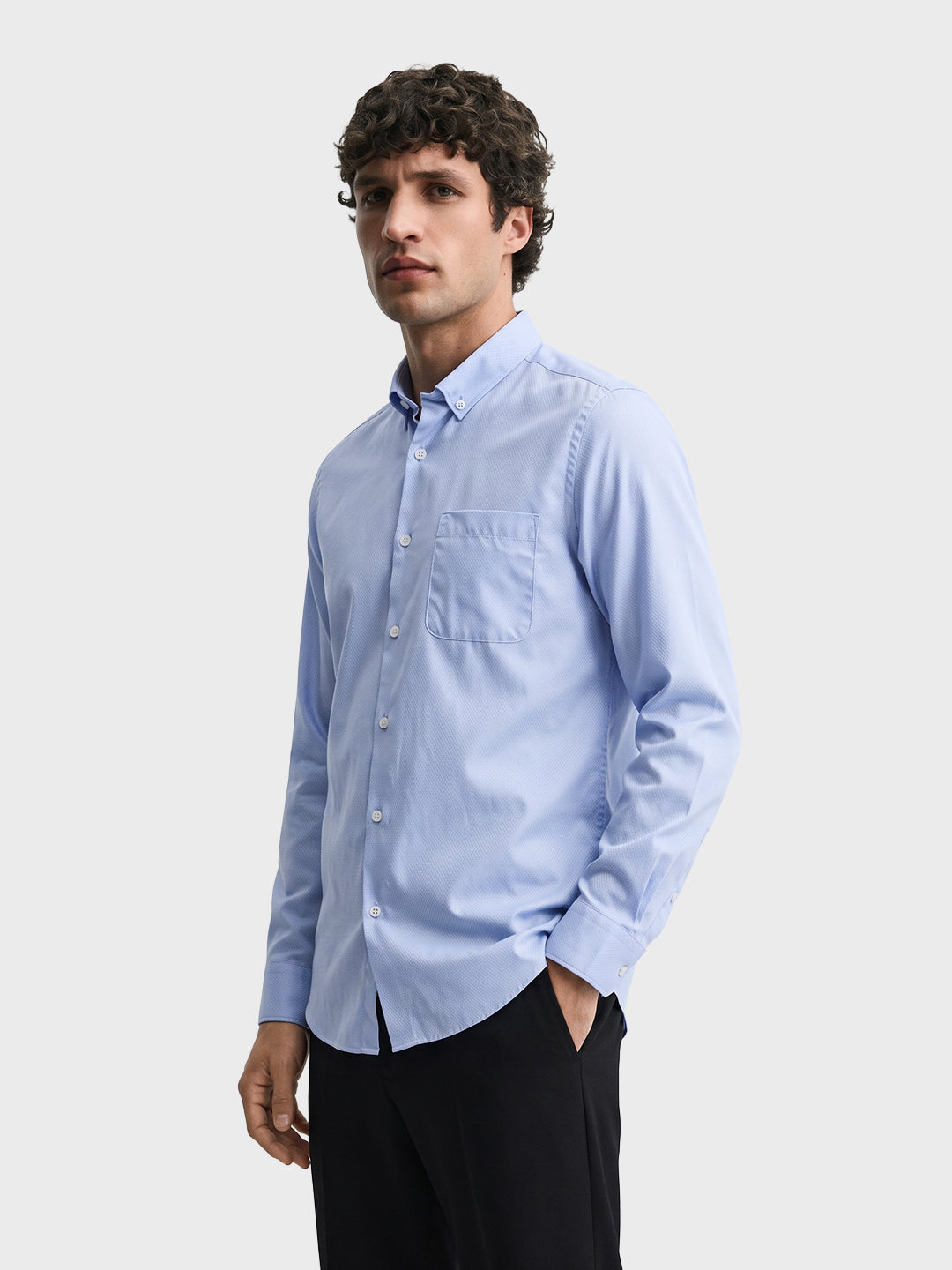 Men's Blue Slim Fit Solid Casual Shirt