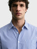 Men's Blue Slim Fit Striped Casual Shirt