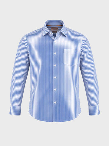 Men's Blue Slim Fit Striped Casual Shirt