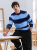 Men's Navy Blue Slim Fit Colourblocked Casual Sweater