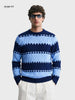 Men's Navy Blue Slim Fit Colourblocked Casual Sweater