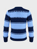 Men's Navy Blue Slim Fit Colourblocked Casual Sweater