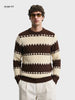 Men's Brown Slim Fit Colourblocked Casual Sweater