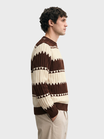 Men's Brown Slim Fit Colourblocked Casual Sweater