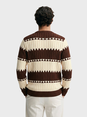 Men's Brown Slim Fit Colourblocked Casual Sweater