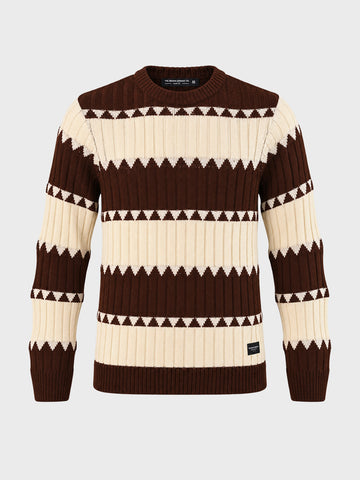 Men's Brown Slim Fit Colourblocked Casual Sweater