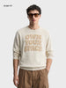 Men's Beige Slim Fit Embroidered Casual Sweater