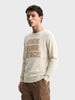 Men's Beige Slim Fit Embroidered Casual Sweater